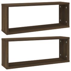 Étagères murales cube 2 pcs Chêne marron 60x15x23 cm Bois