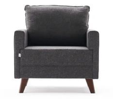 Fauteuil 1 place tissu gris foncé Kandy 82 cm