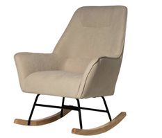 Fauteuil à bascule KOPEN – Tissu & pieds bois clair