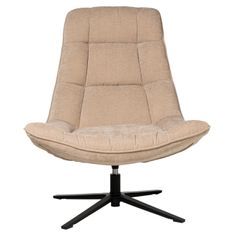 Fauteuil assise large rotatif à 360º tissu beige matelassé FARMA