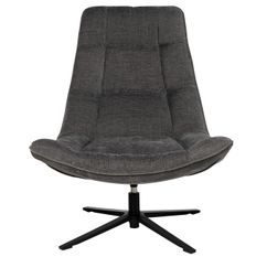 Fauteuil assise large rotatif à 360º tissu gris foncé matelassé Farma 83 cm