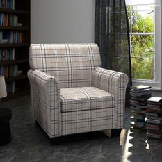 Fauteuil avec coussin Crème Tissu 2