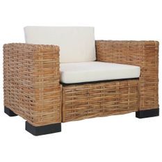 Fauteuil avec coussins Rotin naturel 3