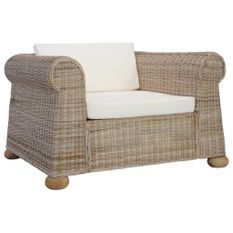 Fauteuil avec coussins Rotin naturel 2