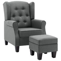 Fauteuil avec repose-pied Gris clair Tissu