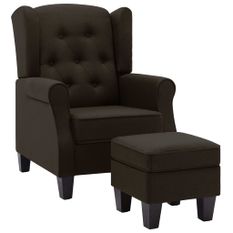 Fauteuil avec repose-pied Marron foncé Tissu