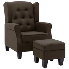 Fauteuil avec repose-pied Marron Tissu