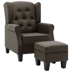 Fauteuil avec repose-pied Taupe Tissu