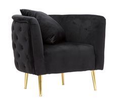 Fauteuil Bucarest noir velours doré design glamour