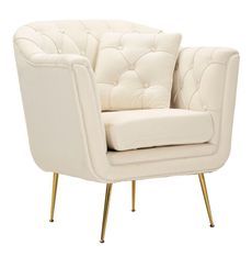 Fauteuil Budapest crème avec coussin design enveloppant