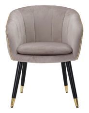 Fauteuil capitonné gris avec finitions dorées Fiji