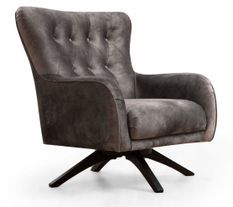Fauteuil capitonné velours gris foncé Dolane 75 cm