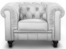 Fauteuil Chesterfield imitation cuir argent British