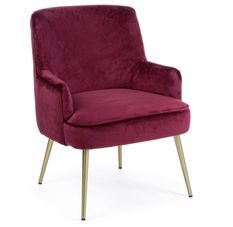 Fauteuil CLELIA – Velours & pieds acier doré