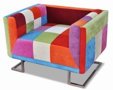 Fauteuil cube avec design de patchwork Chrome Tissu