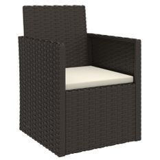 Fauteuil de jardin avec coussin Noir Résine tressée