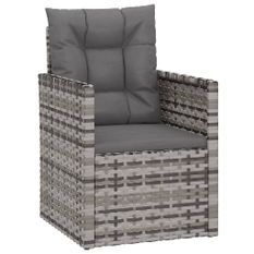 Fauteuil de jardin avec coussins Gris Résine tressée