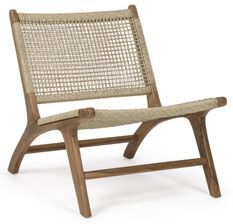 Fauteuil de jardin en bois teck et fibres Adeline - Lot de 2