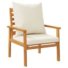 Fauteuil de jardin lot de 2 avec coussin bois massif d'acacia