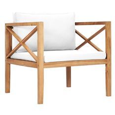 Fauteuil de jardin polyester blanc et teck massif Rakan