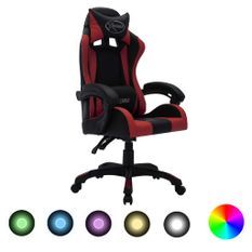 Fauteuil de jeux vidéo avec LED RVB Bordeaux et noir Similicuir 2