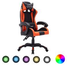 Fauteuil de jeux vidéo avec LED RVB Orange et noir Similicuir 2