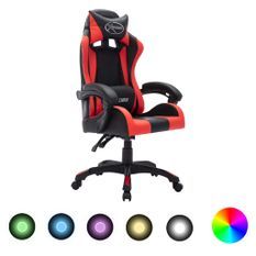 Fauteuil de jeux vidéo avec LED RVB Rouge et noir Similicuir 2