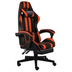 Fauteuil de jeux vidéo et repose-pied Noir et orange Similicuir