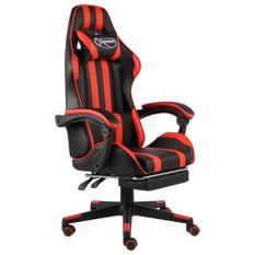 Fauteuil de jeux vidéo et repose-pied Noir et rouge Similicuir