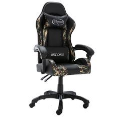 Fauteuil de jeux vidéo Noir et camouflage Similicuir