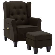 Fauteuil de massage avec repose-pied Marron foncé Tissu