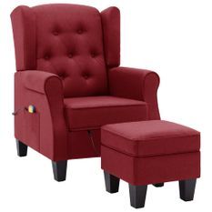 Fauteuil de massage avec repose-pied Rouge bordeaux Tissu