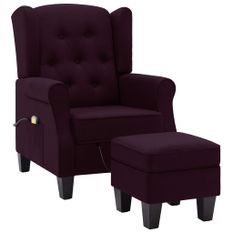 Fauteuil de massage avec repose-pied Violet Tissu