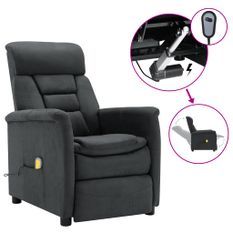 Fauteuil de massage électrique Gris foncé Similicuir daim