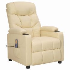 Fauteuil de massage inclinable Crème Tissu 19