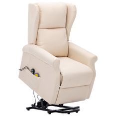 Fauteuil de massage inclinable Crème Tissu 11