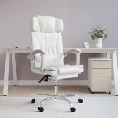 Fauteuil de massage inclinable de bureau Blanc Similicuir