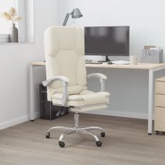 Fauteuil de massage inclinable de bureau Crème Similicuir