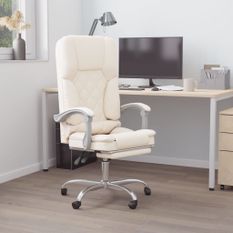 Fauteuil de massage inclinable de bureau Crème Similicuir