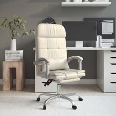 Fauteuil de massage inclinable de bureau Crème Similicuir