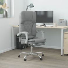 Fauteuil de massage inclinable de bureau Gris clair Tissu