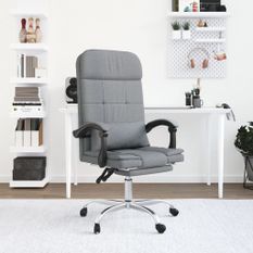 Fauteuil de massage inclinable de bureau Gris clair Tissu