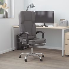 Fauteuil de massage inclinable de bureau Gris Similicuir