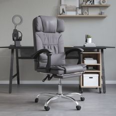 Fauteuil de massage inclinable de bureau Gris Similicuir