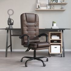 Fauteuil de massage inclinable de bureau Marron Similicuir