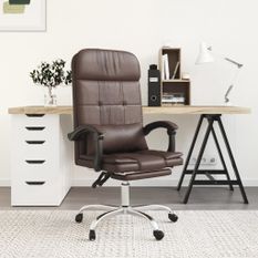 Fauteuil de massage inclinable de bureau Marron Similicuir