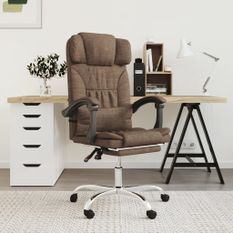 Fauteuil de massage inclinable de bureau Marron Tissu