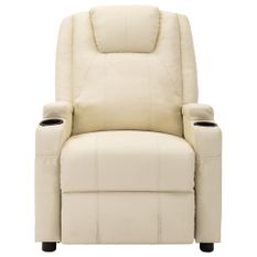 Fauteuil de massage inclinable électrique Blanc crème similicuir Kifa