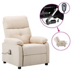 Fauteuil de massage inclinable électrique Crème Tissu 8