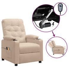 Fauteuil de massage inclinable électrique Crème Tissu 4